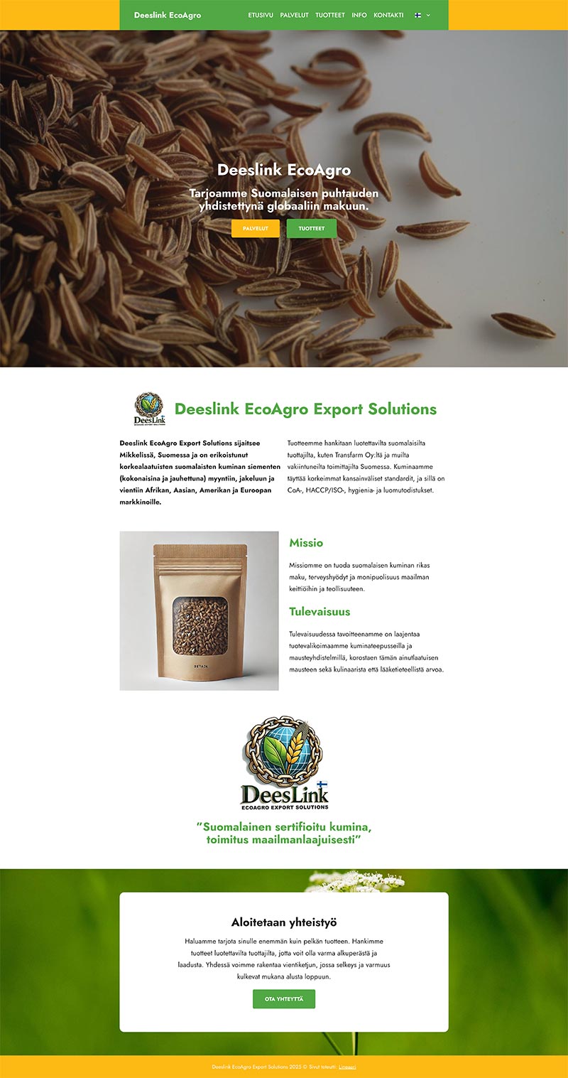 Deeslink EcoAgro sivuston toteutus