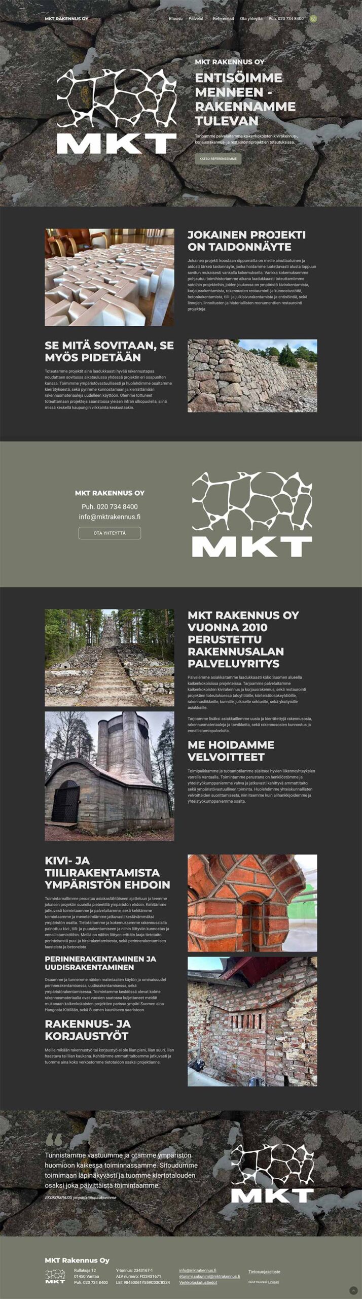 www-sivujen toteutus - MKT Rakennus - Lineaari
